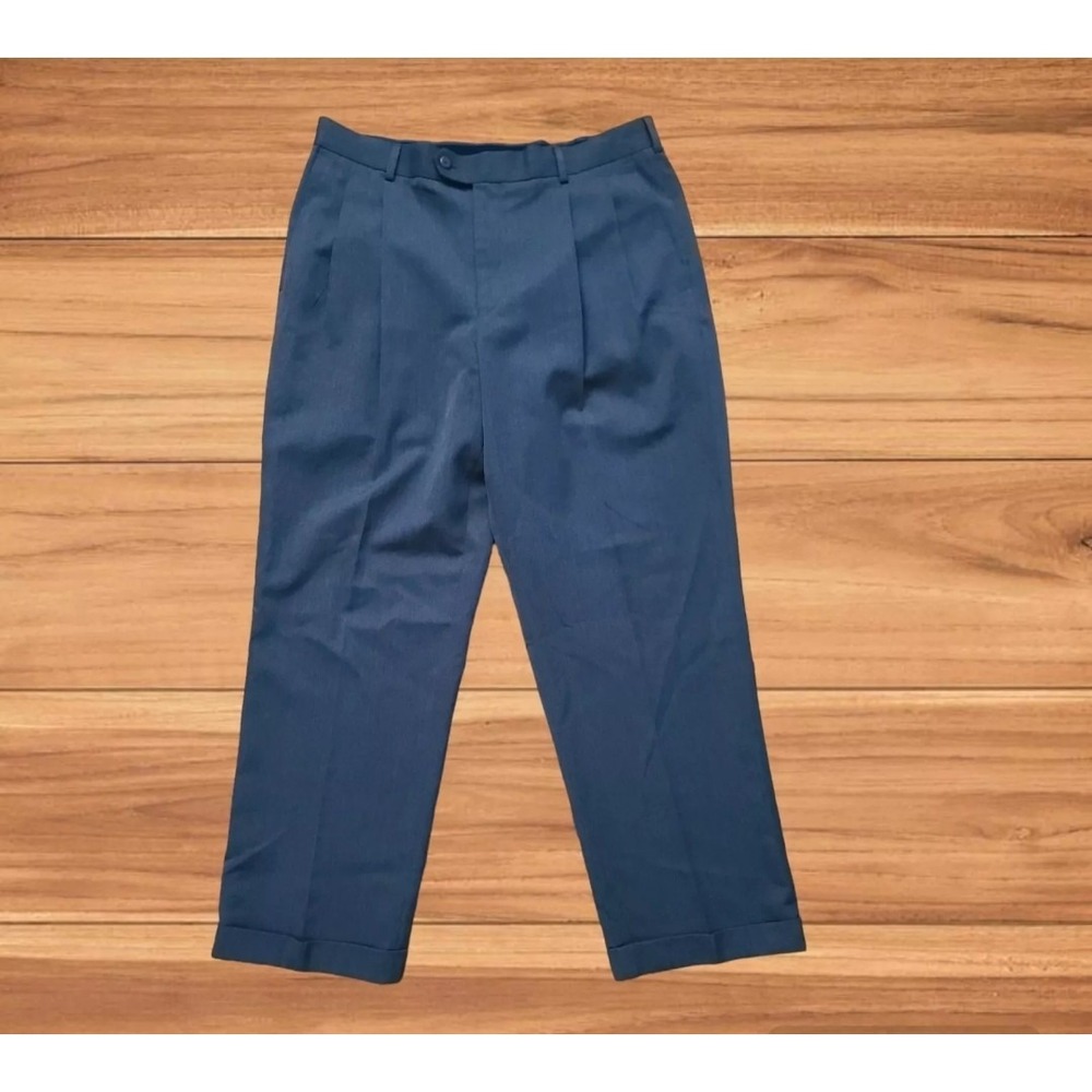 Stafford Mens Dress Pants Gray Pleated‎  Sz 36x30
